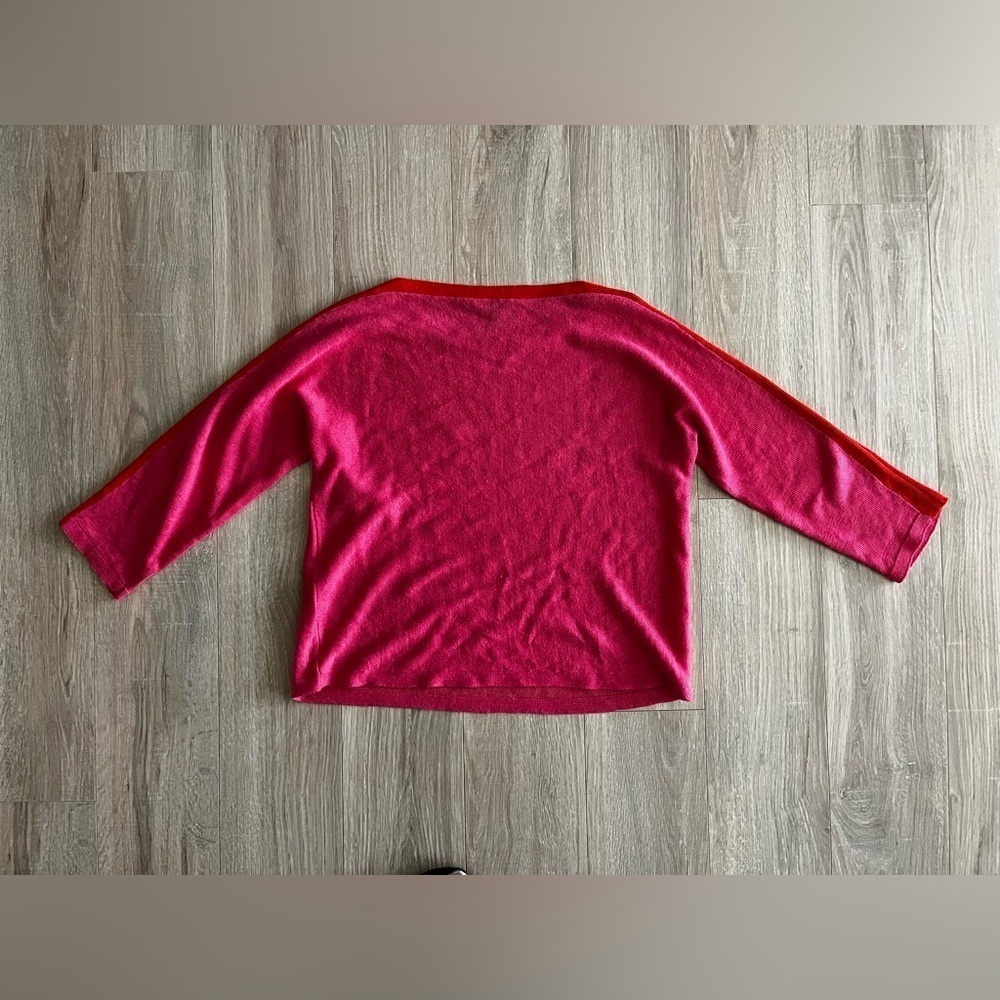 Eileen Fisher Women’s 100% Linen Pink/Red Top 3/4 Sleeves Bateau Neckline - XS - Picture 6 of 7